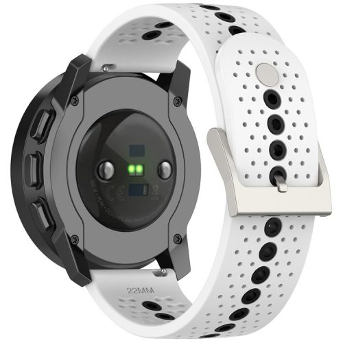 For Huawei Watch 4 / 4 Pro / GT 4 46mm Color Holes Watch Strap 22mm Universal Silicone Band - White+Black