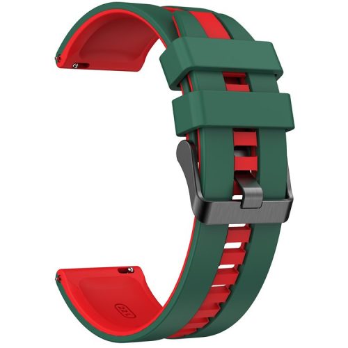 For Huawei Watch 4 / 4 Pro / GT 4 46mm Replacement Strap 22mm Universal Silicone Watch Band - Blackish Green+Red