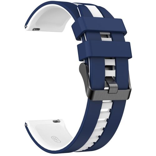 For Huawei Watch 4 / 4 Pro / GT 4 46mm Replacement Strap 22mm Universal Silicone Watch Band - Dark Blue+White