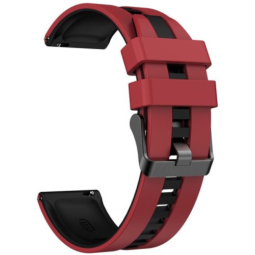 For Huawei Watch 4 / 4 Pro / GT 4 46mm Replacement Strap 22mm Universal Silicone Watch Band - Dark Red+Black