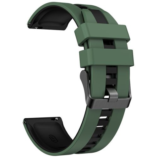 For Huawei Watch 4 / 4 Pro / GT 4 46mm Replacement Strap 22mm Universal Silicone Watch Band - Olive Green+Black