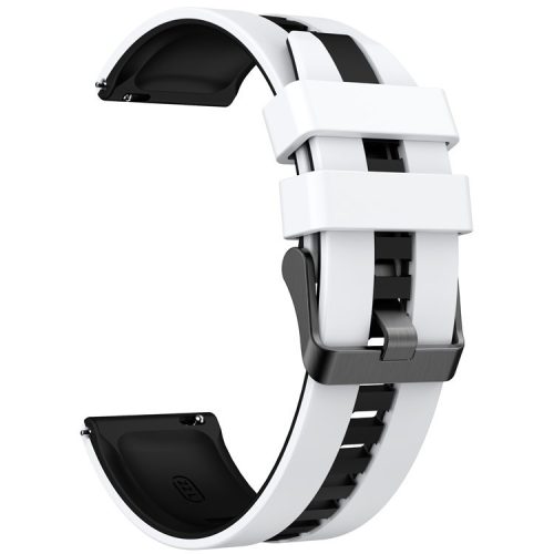 For Huawei Watch 4 / 4 Pro / GT 4 46mm Replacement Strap 22mm Universal Silicone Watch Band - White+Black