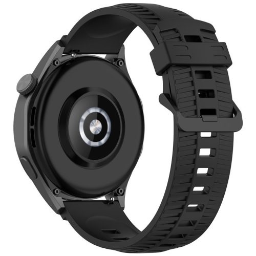 For Huawei Watch 4 / 4 Pro / GT 4 46mm Silicone Watch Strap 22mm Tire Texture Wrist Band - Black