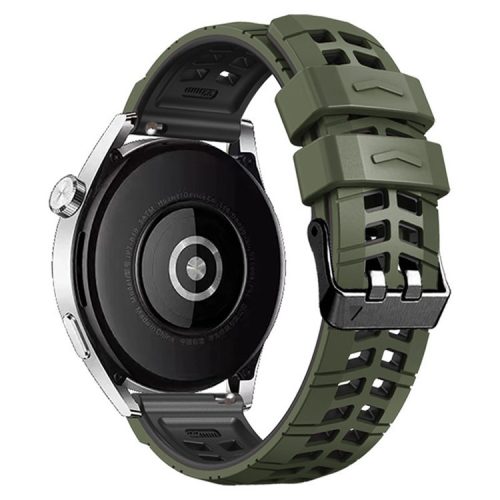 For Huawei Watch 4 / 4 Pro / Watch 3 / 3 Pro Silicone Watch Band 22mm Textured Watch Strap with Dual Buckle - Army Green / Black