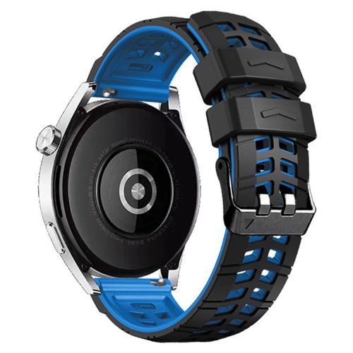 For Huawei Watch 4 / 4 Pro / Watch 3 / 3 Pro Silicone Watch Band 22mm Textured Watch Strap with Dual Buckle - Black / Blue