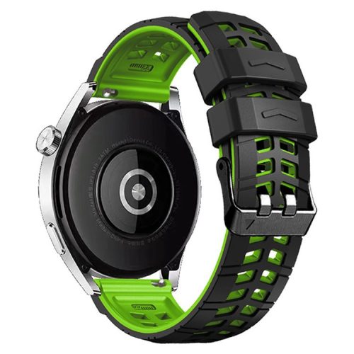 For Huawei Watch 4 / 4 Pro / Watch 3 / 3 Pro Silicone Watch Band 22mm Textured Watch Strap with Dual Buckle - Black / Green