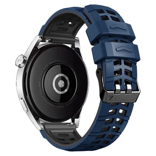 For Huawei Watch 4 / 4 Pro / Watch 3 / 3 Pro Silicone Watch Band 22mm Textured Watch Strap with Dual Buckle - Midnight Blue / Black