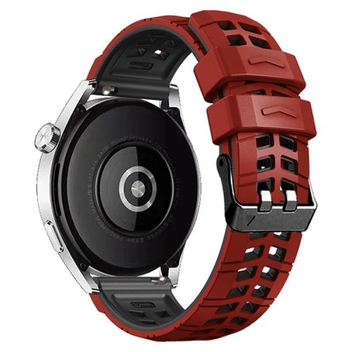 For Huawei Watch 4 / 4 Pro / Watch 3 / 3 Pro Silicone Watch Band 22mm Textured Watch Strap with Dual Buckle - Red / Black