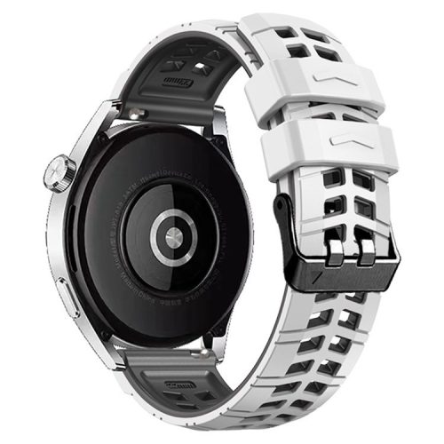 For Huawei Watch 4 / 4 Pro / Watch 3 / 3 Pro Silicone Watch Band 22mm Textured Watch Strap with Dual Buckle - White / Black