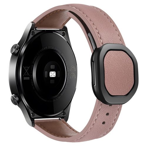 For Huawei Watch 4 Pro / 4 / GT 4 46mm Universal 22mm Magnetic Buckle Genuine Cow Leather Watch Strap - Bean Pink