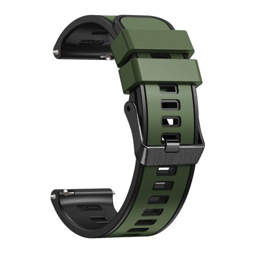 For Huawei Watch Buds / GT 3 SE / GT 3 Pro 46mm Silicone Watchband 22mm Dual Color Watch Strap - Army Green / Black