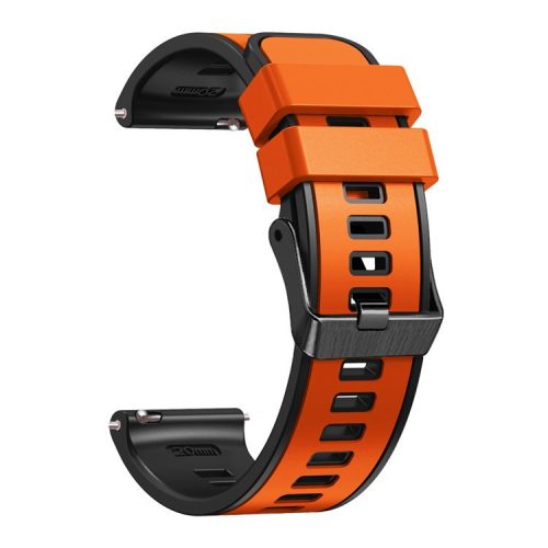 For Huawei Watch Buds / GT 3 SE / GT 3 Pro 46mm Silicone Watchband 22mm Dual Color Watch Strap - Orange / Black