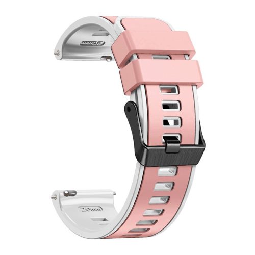 For Huawei Watch Buds / GT 3 SE / GT 3 Pro 46mm Silicone Watchband 22mm Dual Color Watch Strap - Pink / White