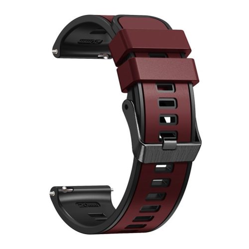 For Huawei Watch Buds / GT 3 SE / GT 3 Pro 46mm Silicone Watchband 22mm Dual Color Watch Strap - Wine Red / Black