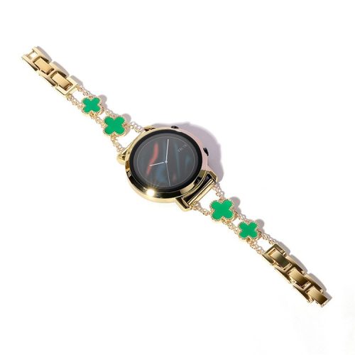 For Huawei Watch Buds / GT3 SE  / GT3 Pro Watch Band 22mm Clover Aluminum Alloy Strap Bracelet - Gold / Green