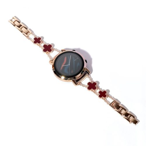 For Huawei Watch Buds / GT3 SE  / GT3 Pro Watch Band 22mm Clover Aluminum Alloy Strap Bracelet - Rose Gold / Wine Red