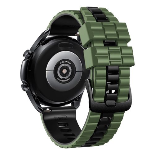 For Huawei Watch Buds / GT3 SE / GT3 Pro 46mm Dual Color Watch Band 22mm Wave Grain Silicone Wrist Strap - Army Green / Black