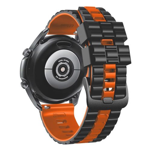 For Huawei Watch Buds / GT3 SE / GT3 Pro 46mm Dual Color Watch Band 22mm Wave Grain Silicone Wrist Strap - Black / Orange