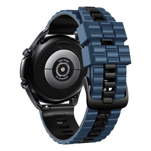 For Huawei Watch Buds / GT3 SE / GT3 Pro 46mm Dual Color Watch Band 22mm Wave Grain Silicone Wrist Strap - Midnight Blue / Black