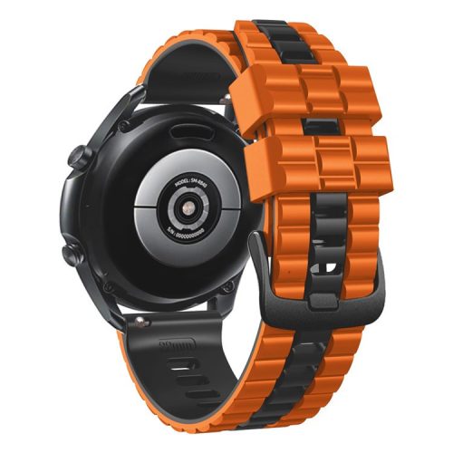 For Huawei Watch Buds / GT3 SE / GT3 Pro 46mm Dual Color Watch Band 22mm Wave Grain Silicone Wrist Strap - Orange / Black