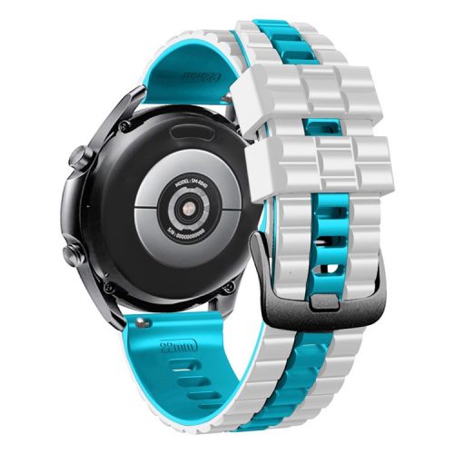 For Huawei Watch Buds / GT3 SE / GT3 Pro 46mm Dual Color Watch Band 22mm Wave Grain Silicone Wrist Strap - White / Sky Blue