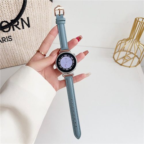 For Samsung Galaxy Watch3 45mm / Huawei Watch GT 4 46mm Strap 22mm PU Leather Watch Band - Baby Blue