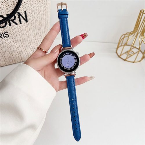 For Samsung Galaxy Watch3 45mm / Huawei Watch GT 4 46mm Strap 22mm PU Leather Watch Band - Blue