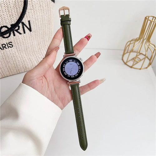 For Samsung Galaxy Watch3 45mm / Huawei Watch GT 4 46mm Strap 22mm PU Leather Watch Band - Green