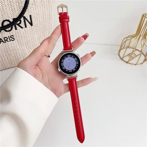 For Samsung Galaxy Watch3 45mm / Huawei Watch GT 4 46mm Strap 22mm PU Leather Watch Band - Red