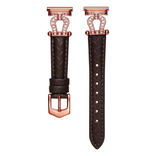 For Samsung Galaxy Watch3 45mm / Huawei Watch GT 4 46mm Watch Band 22mm Cowhide Leather Wrist Strap - Dark Brown / Rose Gold Buckle