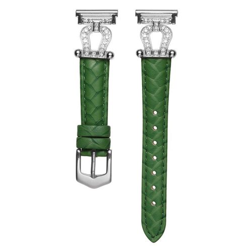 For Samsung Galaxy Watch3 45mm / Huawei Watch GT 4 46mm Watch Band 22mm Cowhide Leather Wrist Strap - Green / Silver Buckle