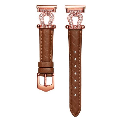 For Samsung Galaxy Watch3 45mm / Huawei Watch GT 4 46mm Watch Band 22mm Cowhide Leather Wrist Strap - Light Brown / Rose Gold Buckle