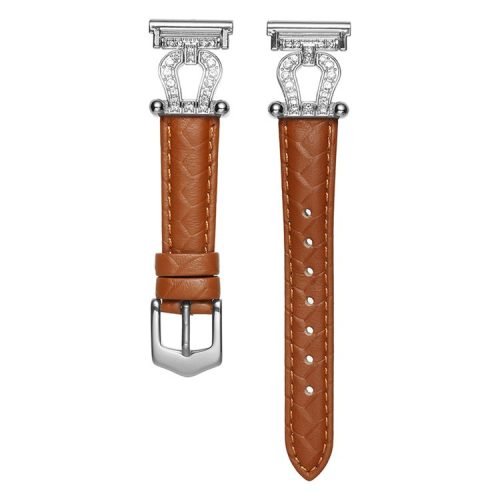 For Samsung Galaxy Watch3 45mm / Huawei Watch GT 4 46mm Watch Band 22mm Cowhide Leather Wrist Strap - Light Brown / Silver Buckle