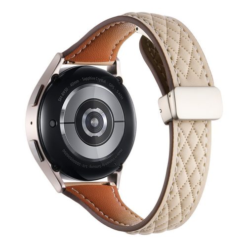 For Samsung Galaxy Watch3 45mm / Huawei Watch GT 4 46mm Watch Band 22mm Genuine Cow Leather Strap - Apricot