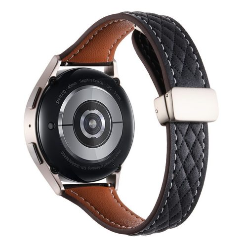 For Samsung Galaxy Watch3 45mm / Huawei Watch GT 4 46mm Watch Band 22mm Genuine Cow Leather Strap - Black