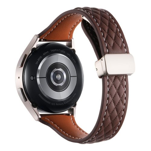 For Samsung Galaxy Watch3 45mm / Huawei Watch GT 4 46mm Watch Band 22mm Genuine Cow Leather Strap - Coffee