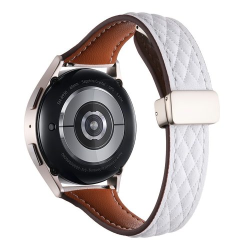 For Samsung Galaxy Watch3 45mm / Huawei Watch GT 4 46mm Watch Band 22mm Genuine Cow Leather Strap - White