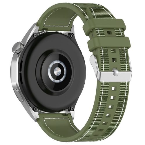 For Samsung Galaxy Watch3 45mm / Huawei Watch GT 4 46mm Watch Strap 22mm Silicone+Nylon Wrist Band - Green