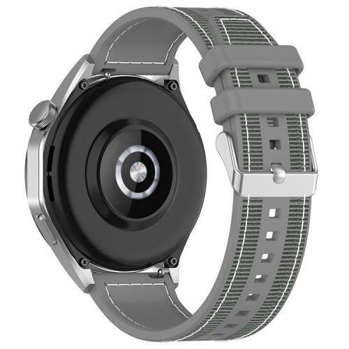 For Samsung Galaxy Watch3 45mm / Huawei Watch GT 4 46mm Watch Strap 22mm Silicone+Nylon Wrist Band - Grey