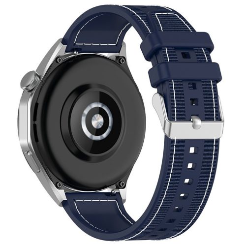 For Samsung Galaxy Watch3 45mm / Huawei Watch GT 4 46mm Watch Strap 22mm Silicone+Nylon Wrist Band - Midnight Blue