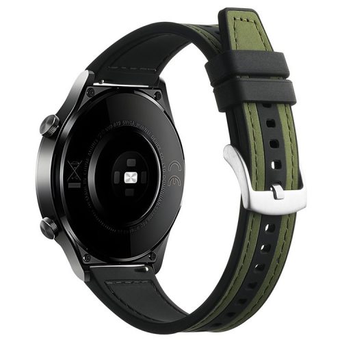 For Samsung Galaxy Watch3 45mm / Huawei Watch GT 4 46mm Watch Strap 22mm Wrist Band - Green+Black