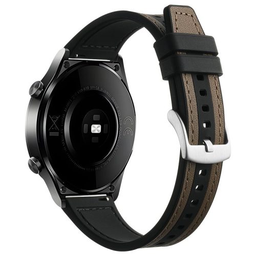 For Samsung Galaxy Watch3 45mm / Huawei Watch GT 4 46mm Watch Strap 22mm Wrist Band - Tan+Black