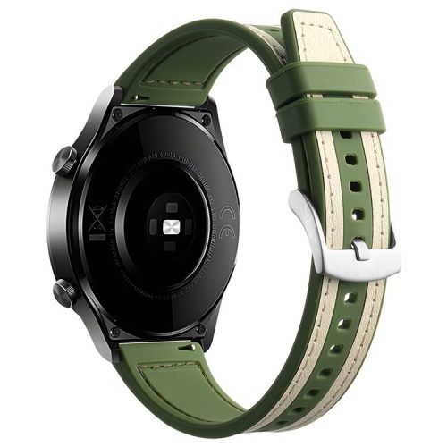 For Samsung Galaxy Watch3 45mm / Huawei Watch GT 4 46mm Watch Strap 22mm Wrist Band - White+Green