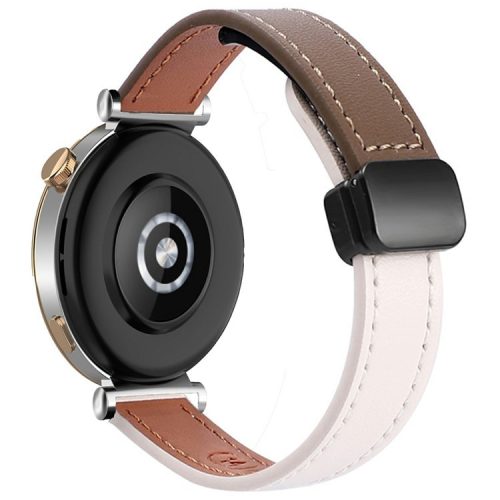 For Samsung Galaxy Watch3 45mm / Watch 46mm / Huawei Watch GT 4 46mm / Watch 4 22mm Magnetic Buckle Slim Microfiber Leather Watch Strap - Apricot+Caramel