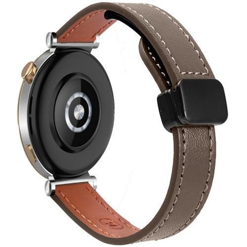 For Samsung Galaxy Watch3 45mm / Watch 46mm / Huawei Watch GT 4 46mm / Watch 4 22mm Magnetic Buckle Slim Microfiber Leather Watch Strap - Caramel Brown