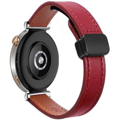 For Samsung Galaxy Watch3 45mm / Watch 46mm / Huawei Watch GT 4 46mm / Watch 4 22mm Magnetic Buckle Slim Microfiber Leather Watch Strap - Wine Red