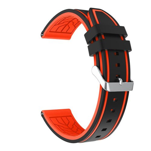 For Samsung Galaxy Watch3 45mm/Watch 46mm/Huawei Watch GT 46mm 22mm Silicone Watch Strap Soft Wristband with Buckle - Black Orange