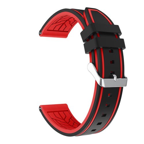 For Samsung Galaxy Watch3 45mm/Watch 46mm/Huawei Watch GT 46mm 22mm Silicone Watch Strap Soft Wristband with Buckle - Black Red