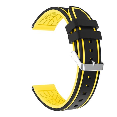 For Samsung Galaxy Watch3 45mm/Watch 46mm/Huawei Watch GT 46mm 22mm Silicone Watch Strap Soft Wristband with Buckle - Black Yellow