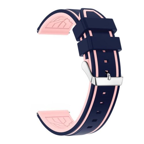 For Samsung Galaxy Watch3 45mm/Watch 46mm/Huawei Watch GT 46mm 22mm Silicone Watch Strap Soft Wristband with Buckle - Midnight Blue Pink